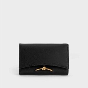 Charles & Keith Black Wallet with Gold Accent